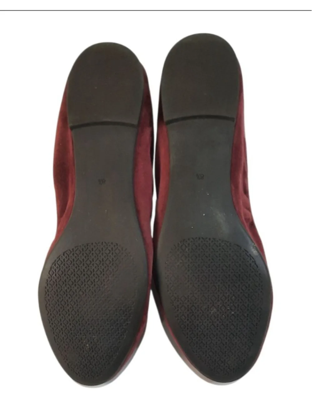 Tory Burch Allie Ballerina Flats Burgundy Logo Minnie Reva Suede Ballet Shoe 8.5